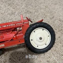 1952 Vintage Tru Scale Tractor Farm Equipment Diecast With Loader Red Nice Shape