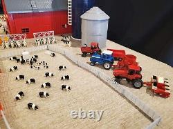 1990s ERTL Farm Country Barn & Silo Play Set, Farm House, 5 TractorsImplements