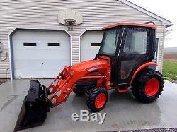 2009 KIOTI CK27 TRACTOR With KL120 LOADER & SIMS CAB. 4X4. INDUSTRIAL TIRES