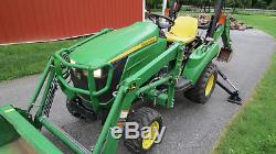 2012 John Deere 1023e 4x4 Compact Tractor Loader Backhoe Diesel 321 Hours