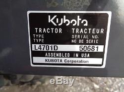 2013 Kubota L4701 Tractor with LA765 FL, 4WD, Shuttle Shift, 320 hours
