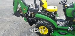 2014 John Deere 1025R Compact Loader Tractor WithMower And Backhoe Only 215 Hours