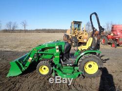 2014 John Deere 2025R Tractor, 4WD, H130 Loader, Hydro, 62D Belly Mower, 96 Hrs