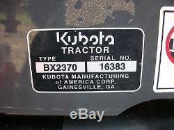 2014 Kubota BX2370 tractor with front loader, 4WD, 60in belly mower, hydro, 58hrs