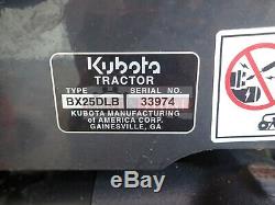 2016 Kubota Bx25d Tractor Loader Backhoe Belly Mower 4x4 175 Hours 23 HP Kubota