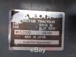 2017 Kubota MX5200 Tractor, LA1065 Loader, 4WD, 52HP Diesel, Ag tires, 177 Hours