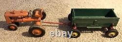 ANTIQUE Peter-Mar 1/12 Wooden Allis-Chalmers Orange TOY Farm Tractor & WAGON