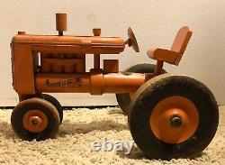 ANTIQUE Peter-Mar 1/12 Wooden Allis-Chalmers Orange TOY Farm Tractor & WAGON