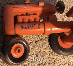 ANTIQUE Peter-Mar 1/12 Wooden Allis-Chalmers Orange TOY Farm Tractor & WAGON