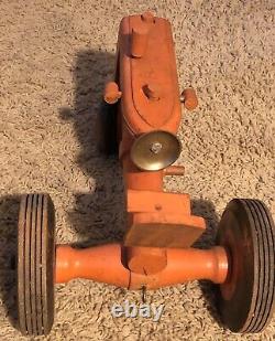 ANTIQUE Peter-Mar 1/12 Wooden Allis-Chalmers Orange TOY Farm Tractor & WAGON