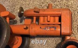 ANTIQUE Peter-Mar 1/12 Wooden Allis-Chalmers Orange TOY Farm Tractor & WAGON