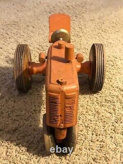 ANTIQUE Peter-Mar 1/12 Wooden Allis-Chalmers Orange TOY Farm Tractor & WAGON