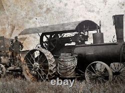 Antique Cabinet Card Photo Farm Steam Tractor Vintage Farmer & Farmhands c1895