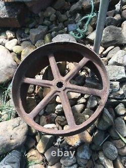 Antique Cast Iron Tractor Belt Pulley 17in w 7in 1.5in hub Farm Implement