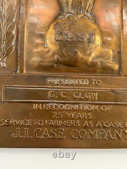 Antique J. I. Case Tractor 25 Year Bronze Plaque Award G. C. Clow farming sign