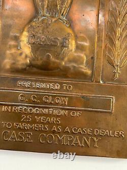 Antique J. I. Case Tractor 25 Year Bronze Plaque Award G. C. Clow farming sign