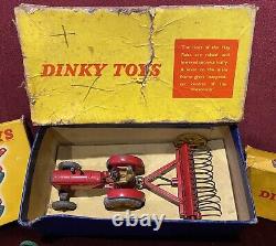 BIG 1950s DINKY TOYS MASSEY FERGUSON TRACTOR LOT! 310 321 323 TRIPLE GANG MOWER