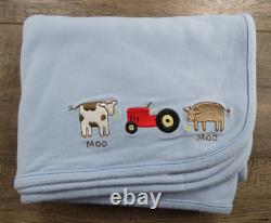 Baby Boy Gymboree Farm Friends Blue Cow Tractor Blanket
