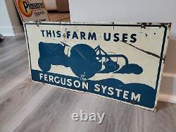 C. 1950s Original Vintage The Ford Ferguson System Tractor Sign Metal Farm Seed