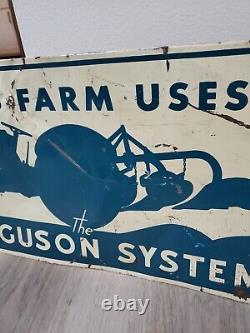 C. 1950s Original Vintage The Ford Ferguson System Tractor Sign Metal Farm Seed