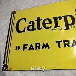 Caterpillar Farm Tractor Porcelain Enamel Sign 24 x 14 Inches