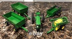 Die-Cast Lot of 1/16 Tractor with Five (5) Farm Implements (various brands)