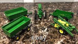 Die-Cast Lot of 1/16 Tractor with Five (5) Farm Implements (various brands)