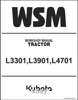 Farm Tractor Workshop Repair Service Manual Fits Kubota L3301 L3901 L4701
