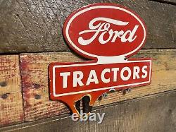 Ford Tractor Vintage Porcelain Sign Plate Topper Gas & Oil Farm Machinery Truck