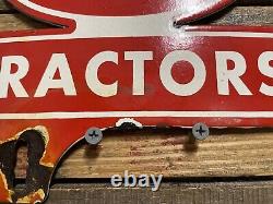 Ford Tractor Vintage Porcelain Sign Plate Topper Gas & Oil Farm Machinery Truck