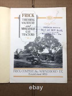 Frick Threshing Machinery and Minneapolis Gas Tractors Catalog No. 73