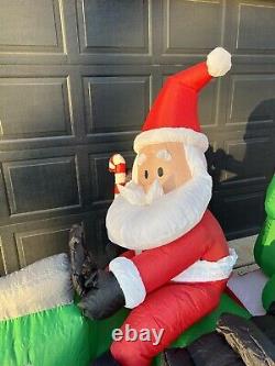 Gemmy Airblown Air Inflatable Santa Christmas Tree Farm Tractor Candy Cane Acres