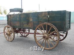 Huge Rare 13.5' John Deere 42 Wide Track Horse Drawn Triple Box Farm Wagon