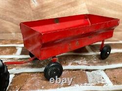 International Harvester Metal Toy Tractor w Metal Ertl Farm Wagon red toy