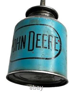 John Deere Blue & Black Oil Can Farm Tractor Vintage Greaser 7 1/2 Advertising