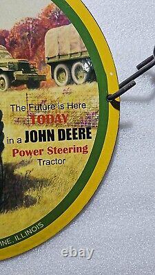 John Deere Porcelain Sign Pinup Girl Harvester Farm Tractor Gas Oil Truck