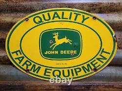 John Deere Vintage Porcelain Sign 17 Farm Equipment Barn Tractor Gas Oil 1954
