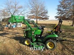 John Deere compact tractor with Loader & 60 auto-connect mower- 4 hours of use