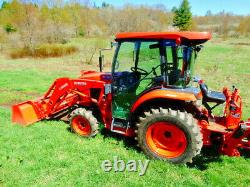 Kubota L3560 4x4 Tractor, Backhoe, Loader, Front Show Blower, Forks, Mower, Rake