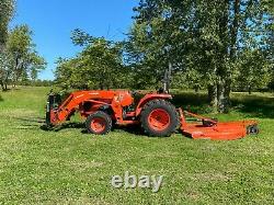 Kubota LA1065 MX5800 Tractor with 352 Hours + Forks Bucket Brush Hog Rototiller +