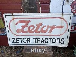 LARGE ORIGINAL Vintage ZETOR TRACTOR Dealership Dealer FARM SIGN Double Sided