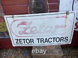 LARGE ORIGINAL Vintage ZETOR TRACTOR Dealership Dealer FARM SIGN Double Sided