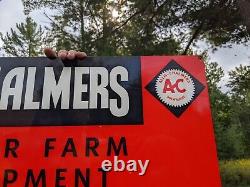 Large Old Vintage Allis-chalmers A-c Porcelain Farm Sign Tractor