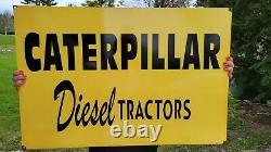 Large Old Vintage Caterpillar Diesel Tractor Porcelain Metal Dealer Sign Farm