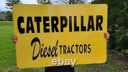 Large Old Vintage Caterpillar Diesel Tractor Porcelain Metal Dealer Sign Farm