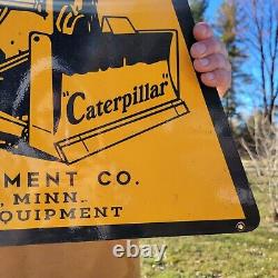 Large Old Vintage Windshield Dozer Caterpillar Porcelain Tractor Sign 24x18