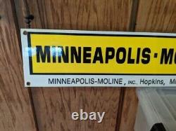 Large Vintage Minneapolis-moline Tractor Farm Porcelain Sign 40 X 6