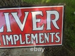 Large Vintage Oliver Tractor Farm Porcelain Sign 35 X 12