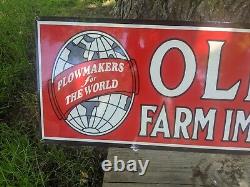 Large Vintage Oliver Tractor Farm Porcelain Sign 35 X 12