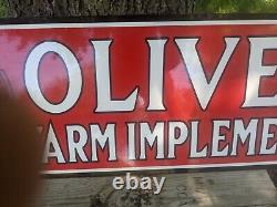 Large Vintage Oliver Tractor Farm Porcelain Sign 35 X 12